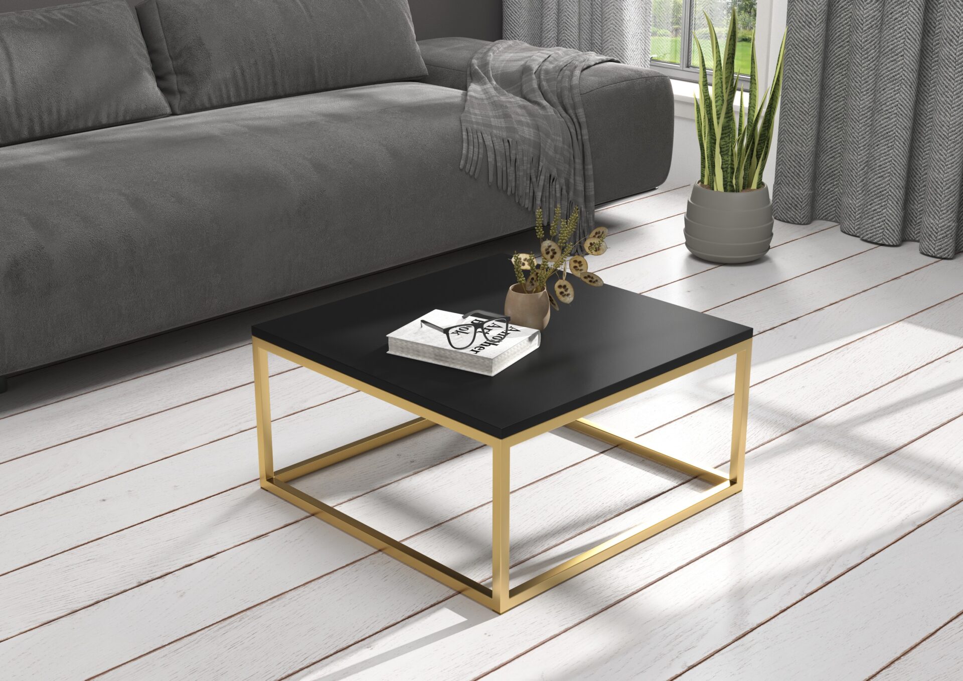 BELTEN kafijas galdiņš 65x65 zelta/melns ADRK — изображение 2
