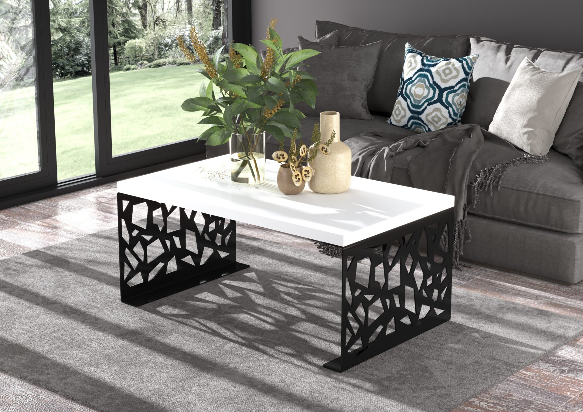 SEMARA kafijas galdiņš 100x60 melns/balts ADRK — изображение 2