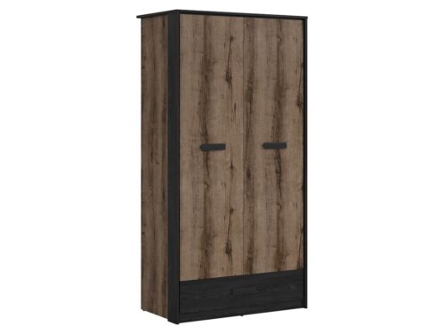 Divdurvju skapis ar atvilktni KASSEL 100 cm, klostera ozols/melnais ozols
