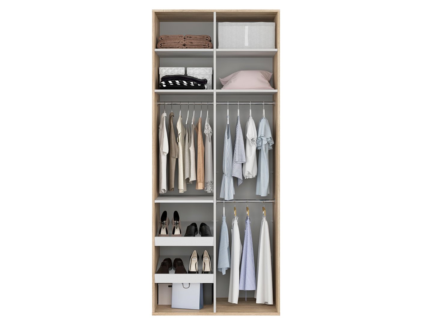 FLEX divdurvju skapis 100 cm, Sonoma ozols/balta spīdīga krāsa — изображение 2