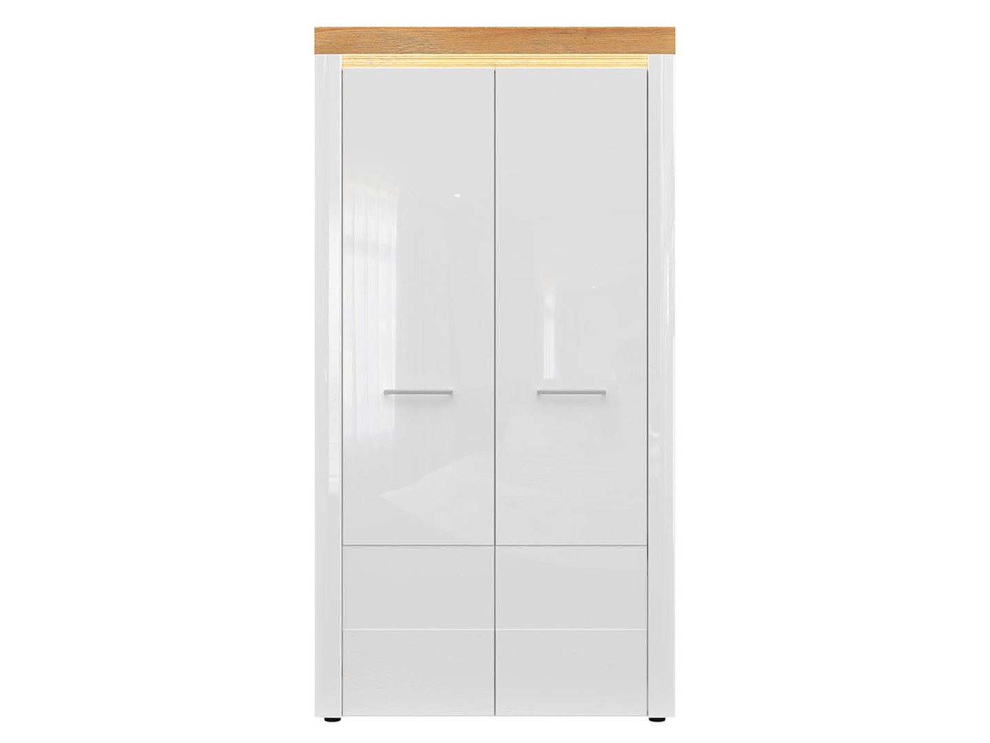 HORTON divdurvju skapis 102,5 cm, Grandson zeltainais ozols/spīdīgi balta krāsa — изображение 2