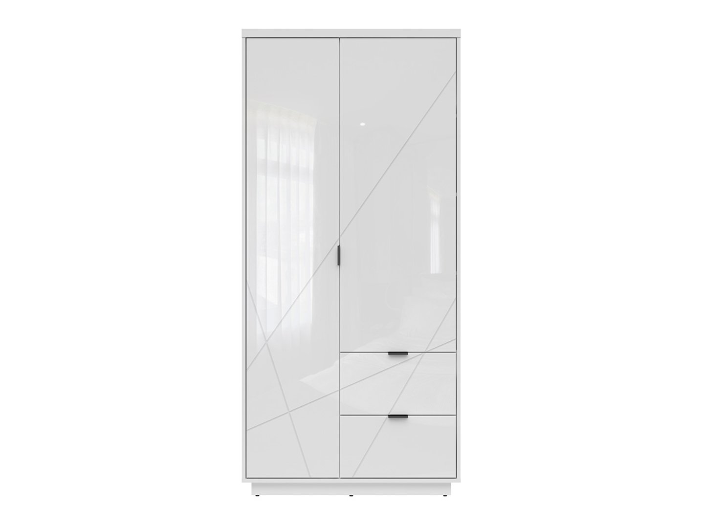 FORN divdurvju skapis ar divām atvilktnēm, 94 cm, balts, spīdīgs