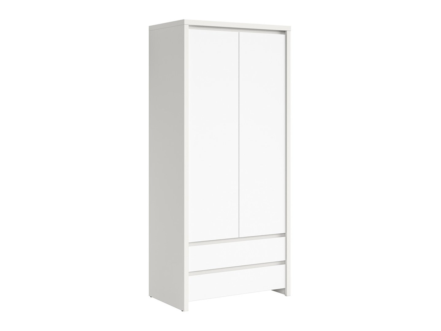 Divdurvju skapis ar divām atvilktnēm KASPIAN 90 cm balts/matēti balts