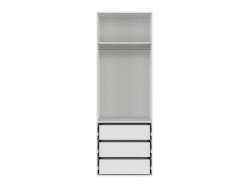 FLEX 75 cm divu durvju skapis ar spoguli, balts/pelēks
