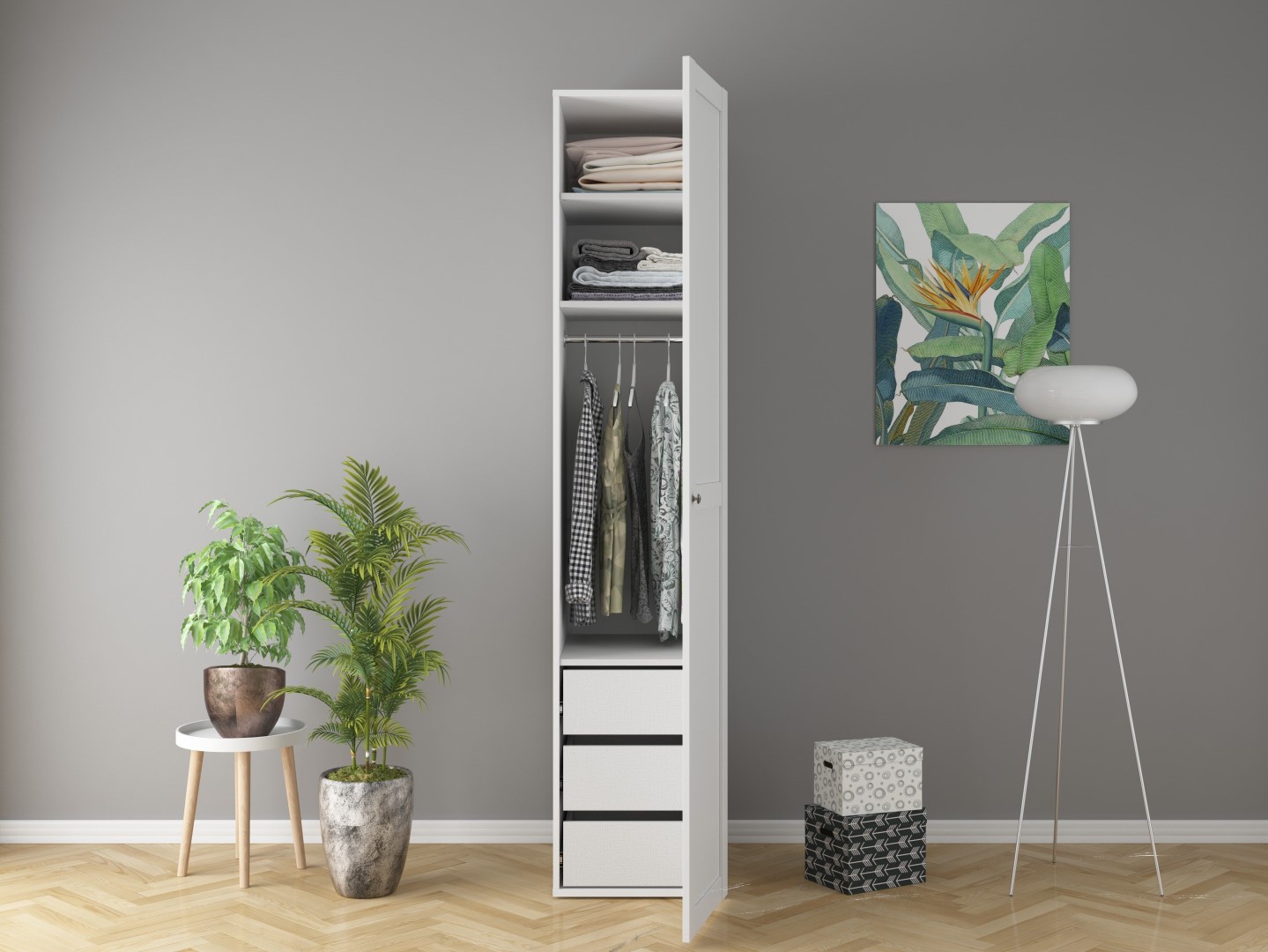 FLEX vienviru skapis, 50 cm, balts — изображение 4