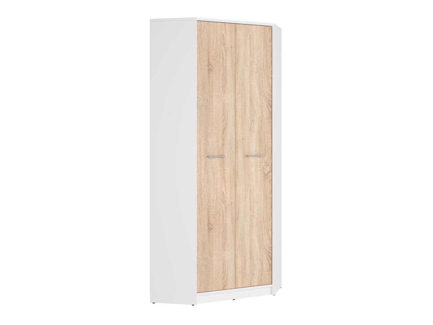 NEPO PLUS divu durvju stūra skapis 79.5x79.5 cm baltā krāsā/sonoma ozolkoka krāsā