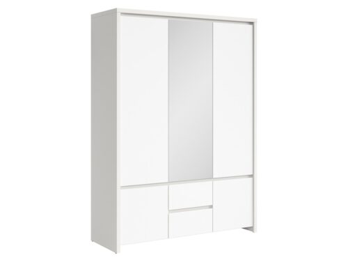 Piecu durvju skapis ar divām atvilktnēm KASPIAN 153,5 cm balts/matēti balts