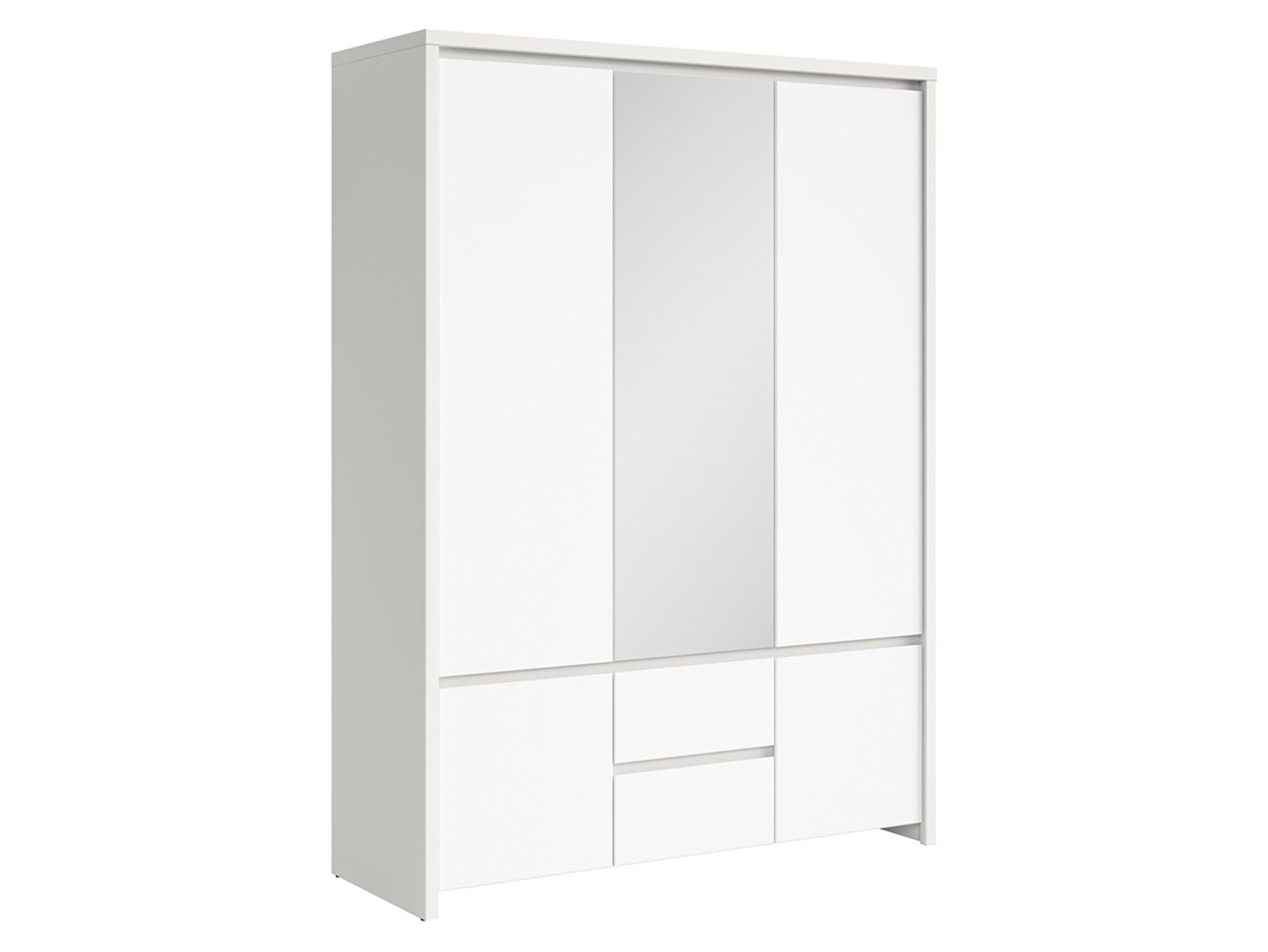 Piecu durvju skapis ar divām atvilktnēm KASPIAN 153,5 cm balts/matēti balts