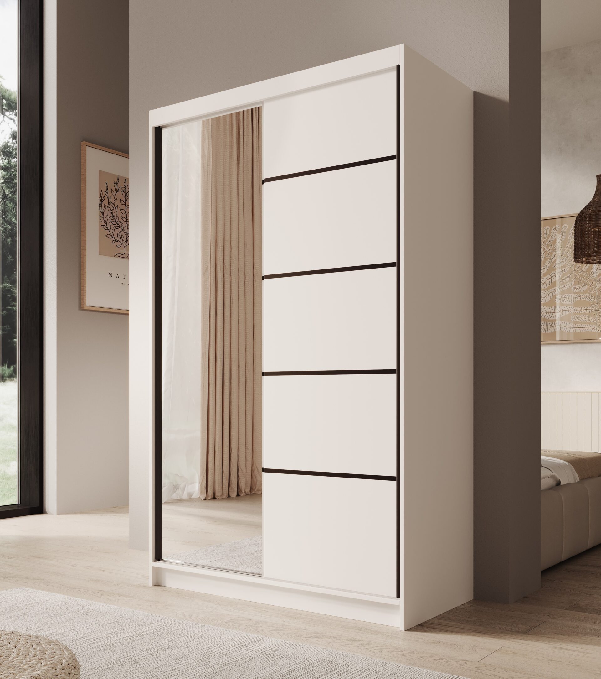 Castello 120 bīdāmais skapis ar bīdāmām durvīm, balts, ADRK — изображение 2