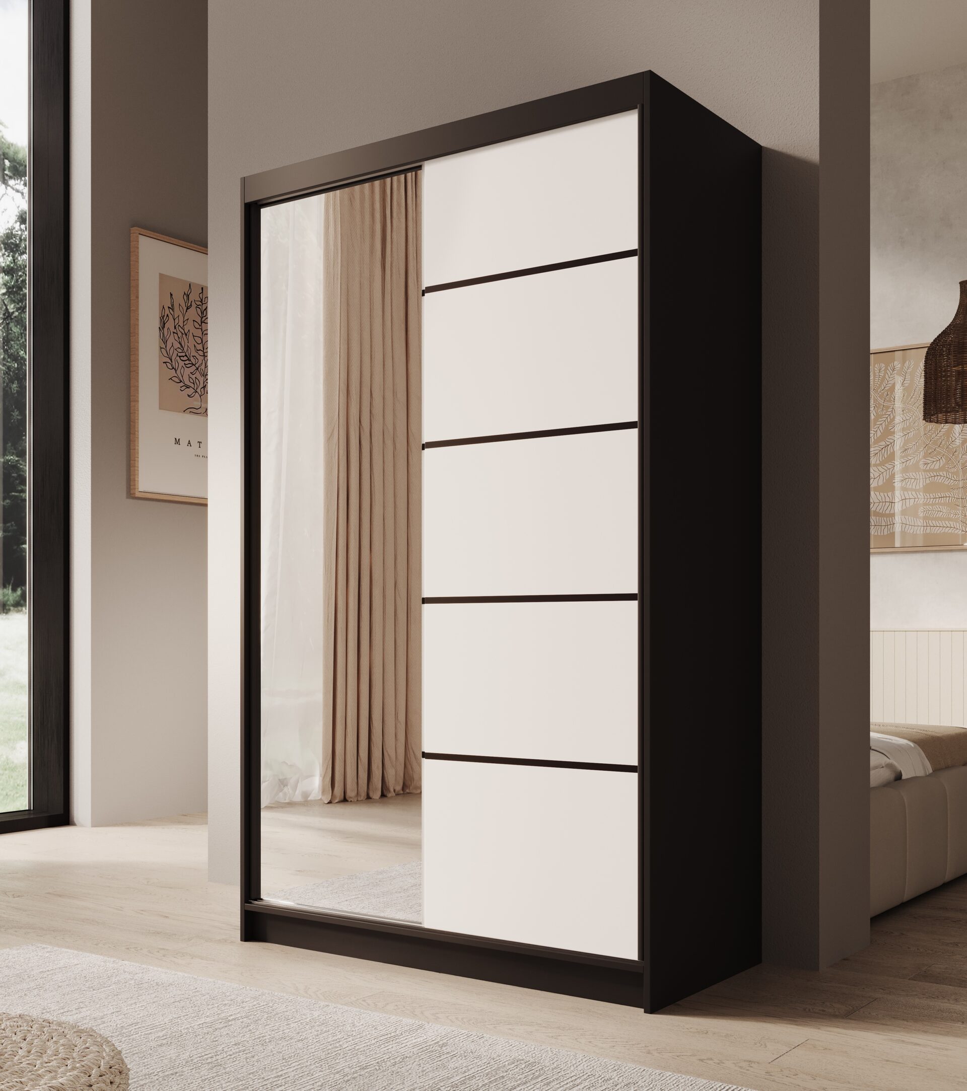 Castello 120 bīdāmais skapis, melns/balts, ADRK — изображение 2