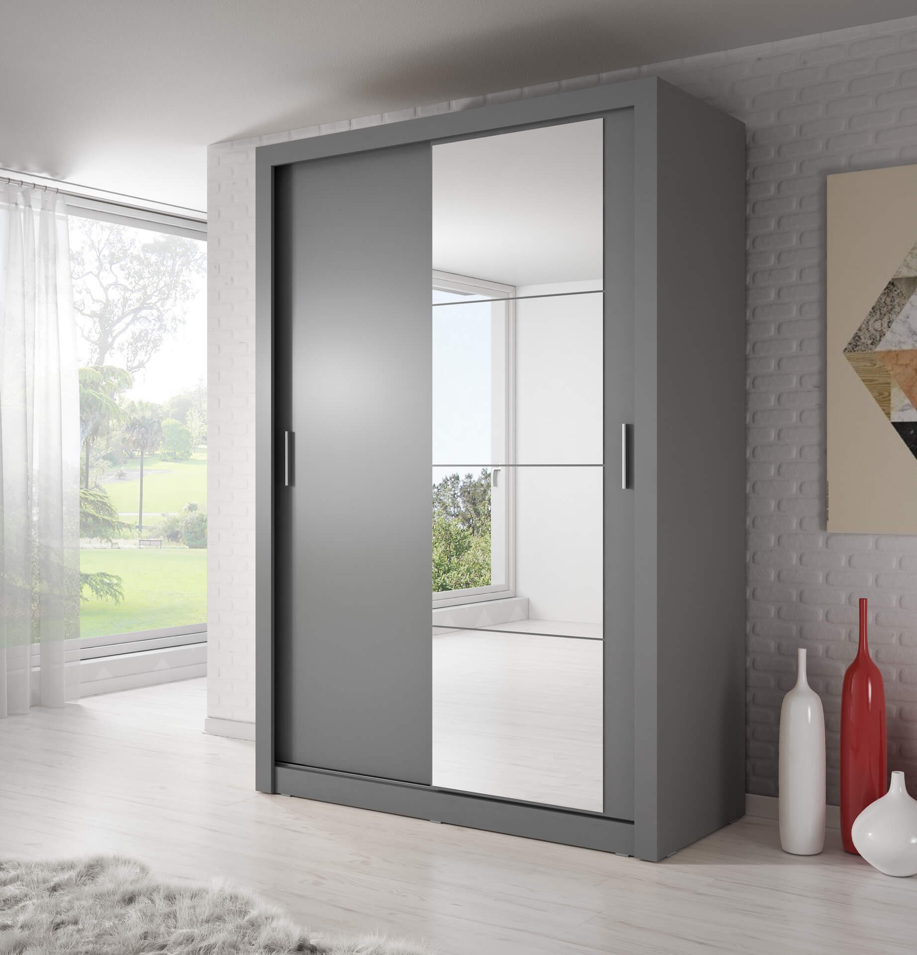 ARTI AR-04 divdurvju bīdāmais skapis - pelēks — изображение 4