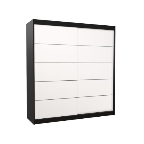 ESTEVA 200 Bīdāms skapis, melns/balts, ADRK