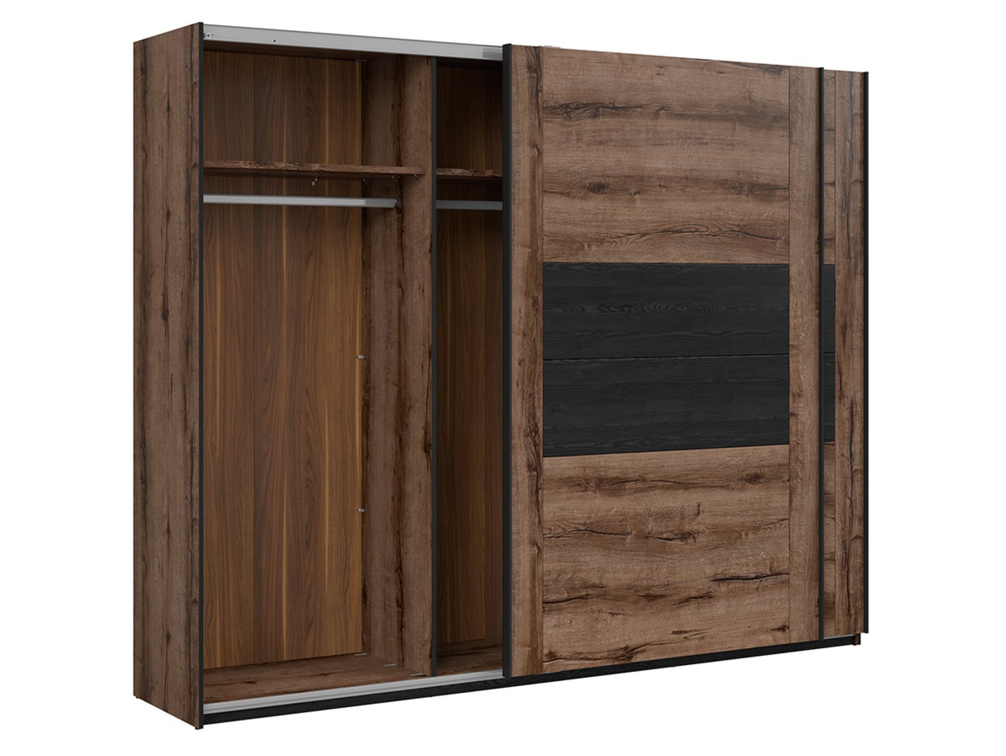 KASSEL bīdāmais skapis 270 cm klostera ozols/melns ozols — изображение 2