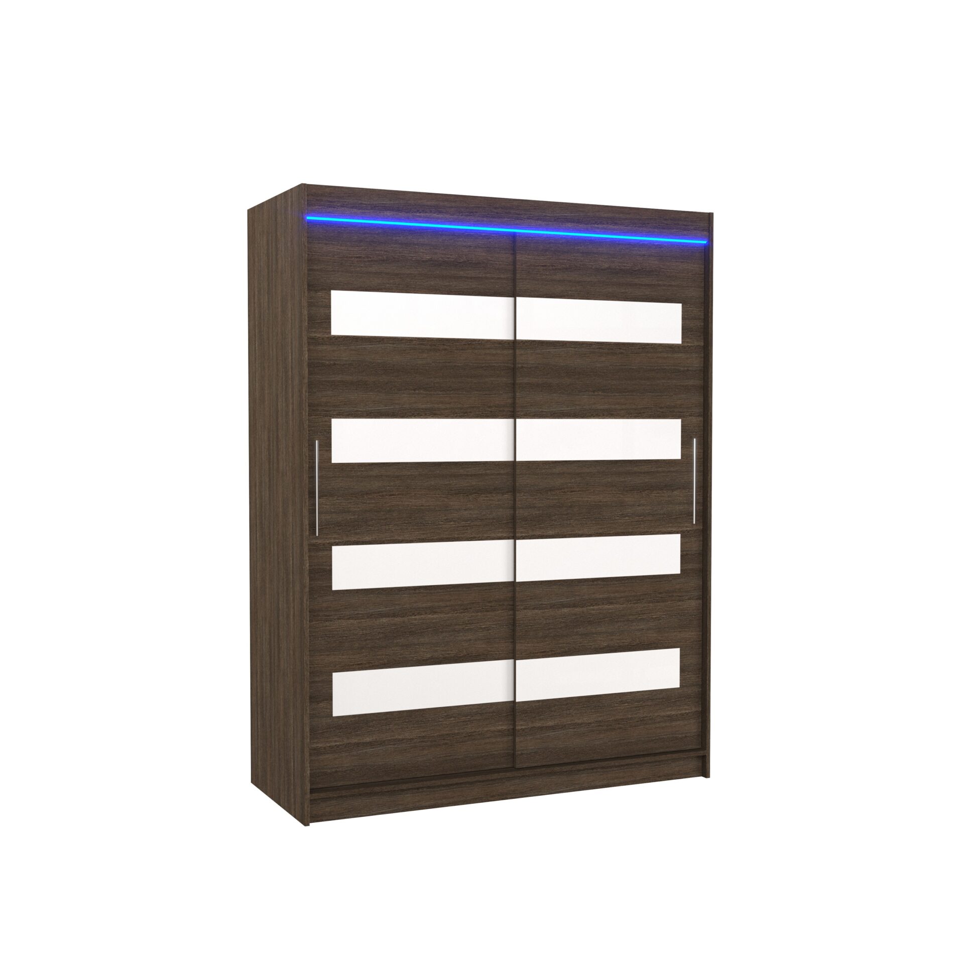Bīdāms skapis ar Lacobel un LED apgaismojumu MARTINEZ 150 Šokolādes/Balts Lacobel ADRK
