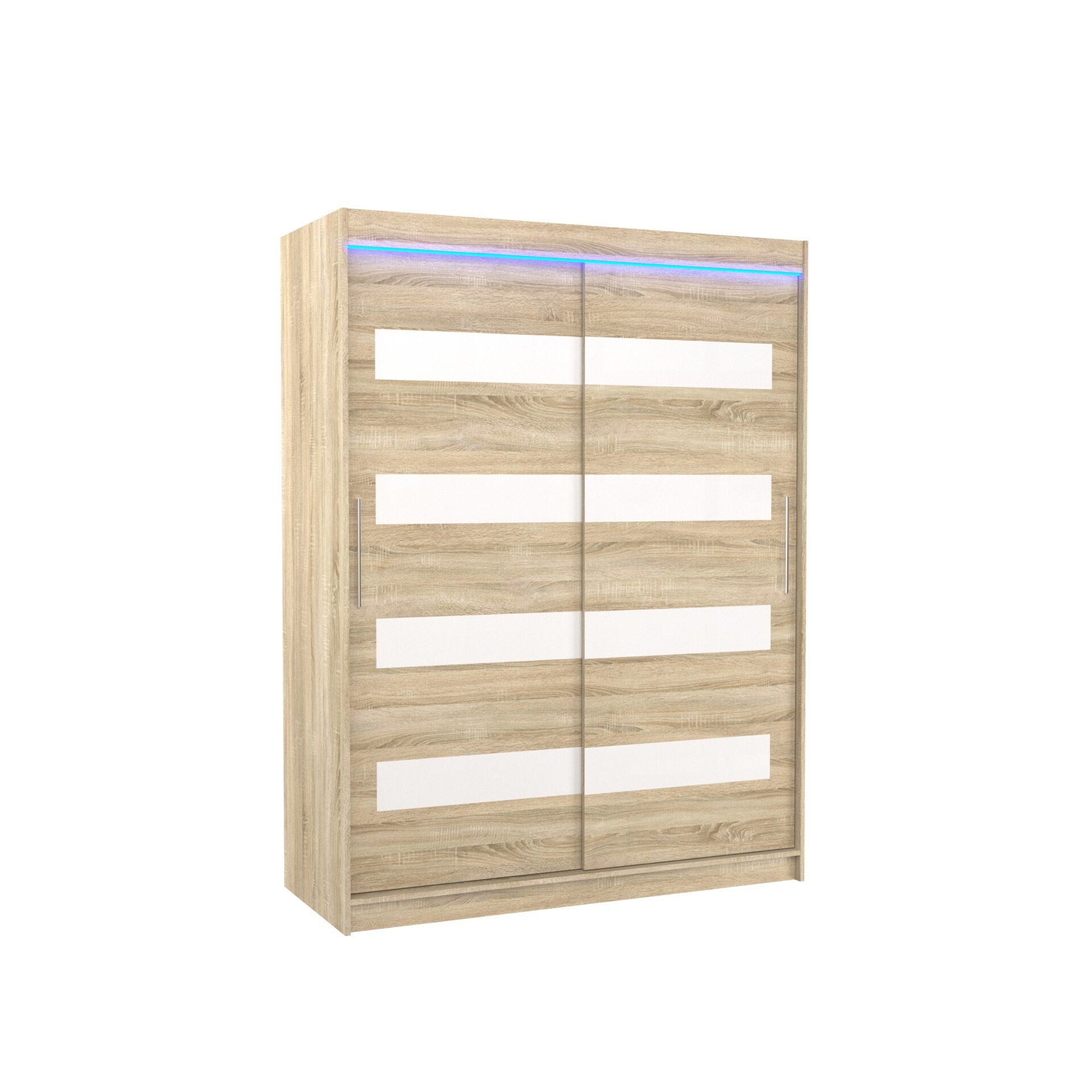 Bīdāms skapis ar Lacobel un LED apgaismojumu MARTINEZ 150 Sonoma/Balts Lacobel ADRK