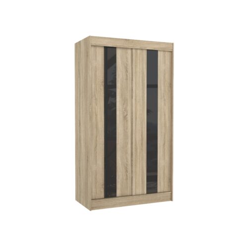 Bīdāms skapis ar bīdāmām durvīm KAREN 120 Sonoma/Melns Lacobel ADRK