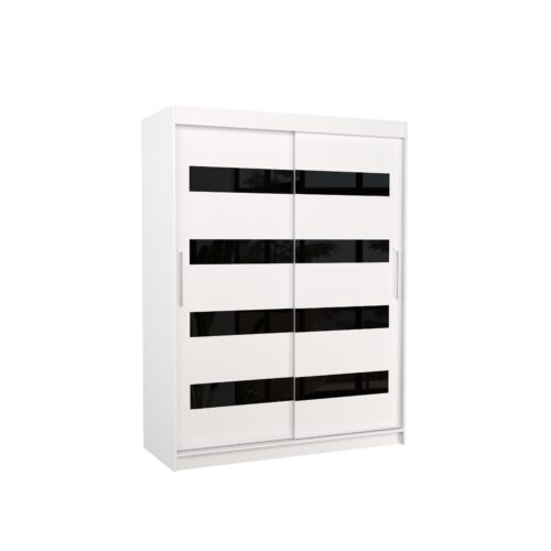 Bīdāms skapis ar bīdāmām durvīm MARTINEZ 150 balts/melns Lacobel ADRK