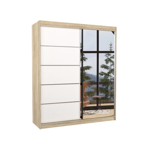 CARO 180 Sonoma/Balts ADRK bidamais skapis ar spoguli