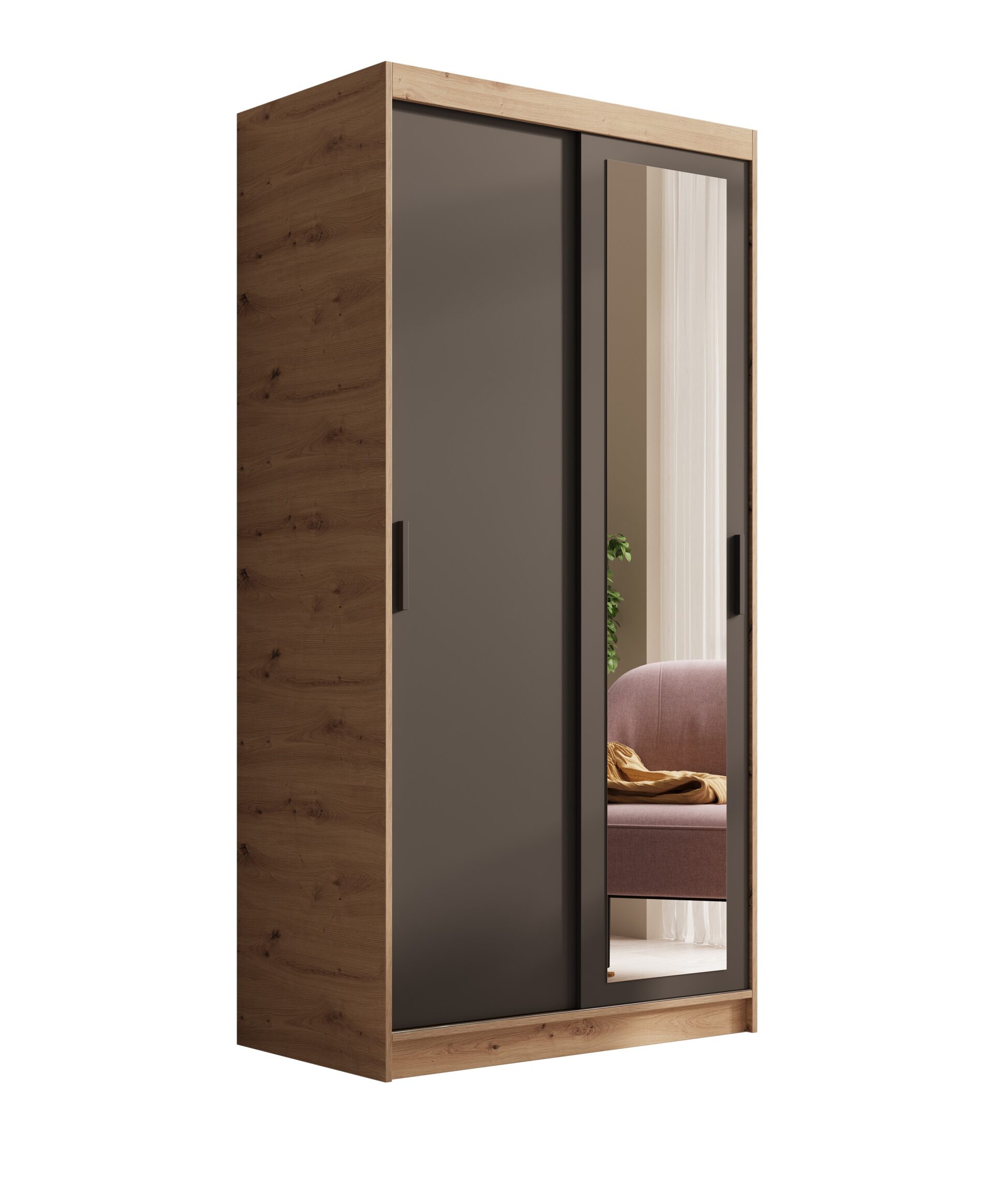 Hailey 100 Artisan/Black ADRK bīdāmais skapis ar spoguli