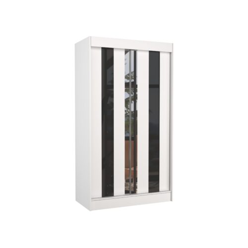 Bīdāms skapis ar spoguli un Lacobel KEITA 120 balts/melns Lacobel ADRK