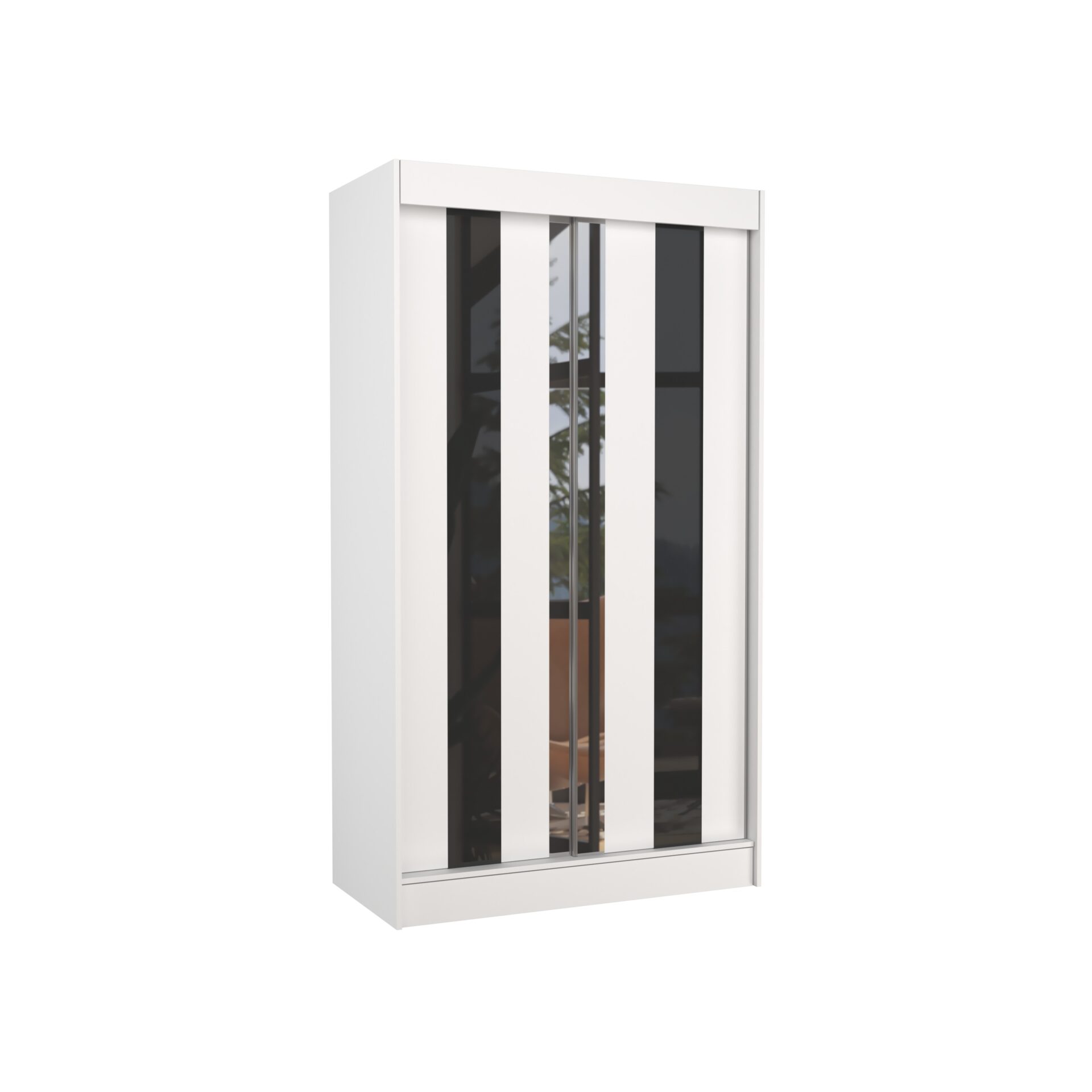 Bīdāms skapis ar spoguli un Lacobel KEITA 120 balts/melns Lacobel ADRK