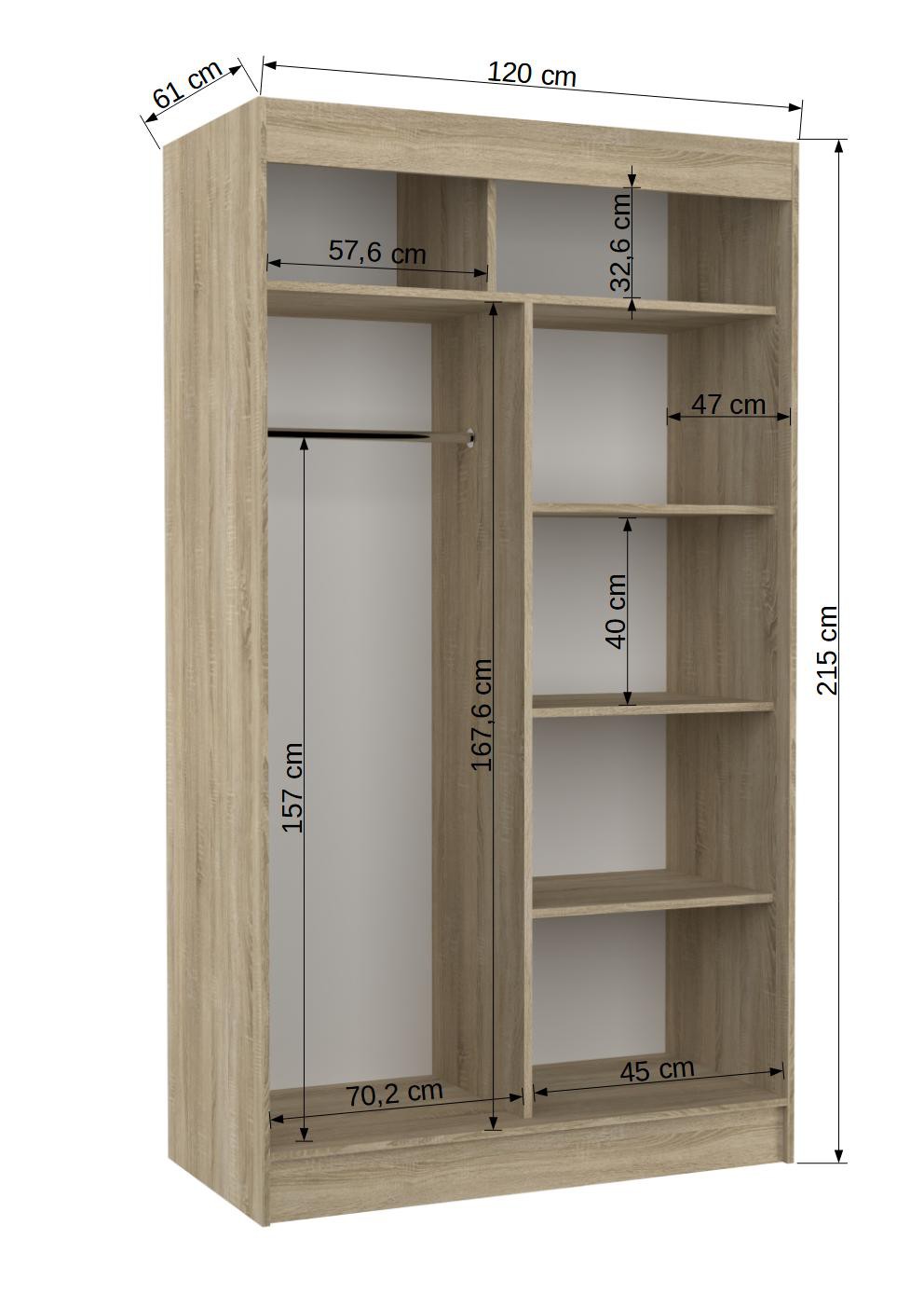 Bīdāms skapis ar spoguli un Lacobel TOURA 120 Craft/Chocolate Lacobel ADRK — изображение 4