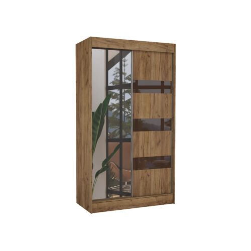 Bīdāms skapis ar spoguli un Lacobel TOURA 120 Craft/Chocolate Lacobel ADRK