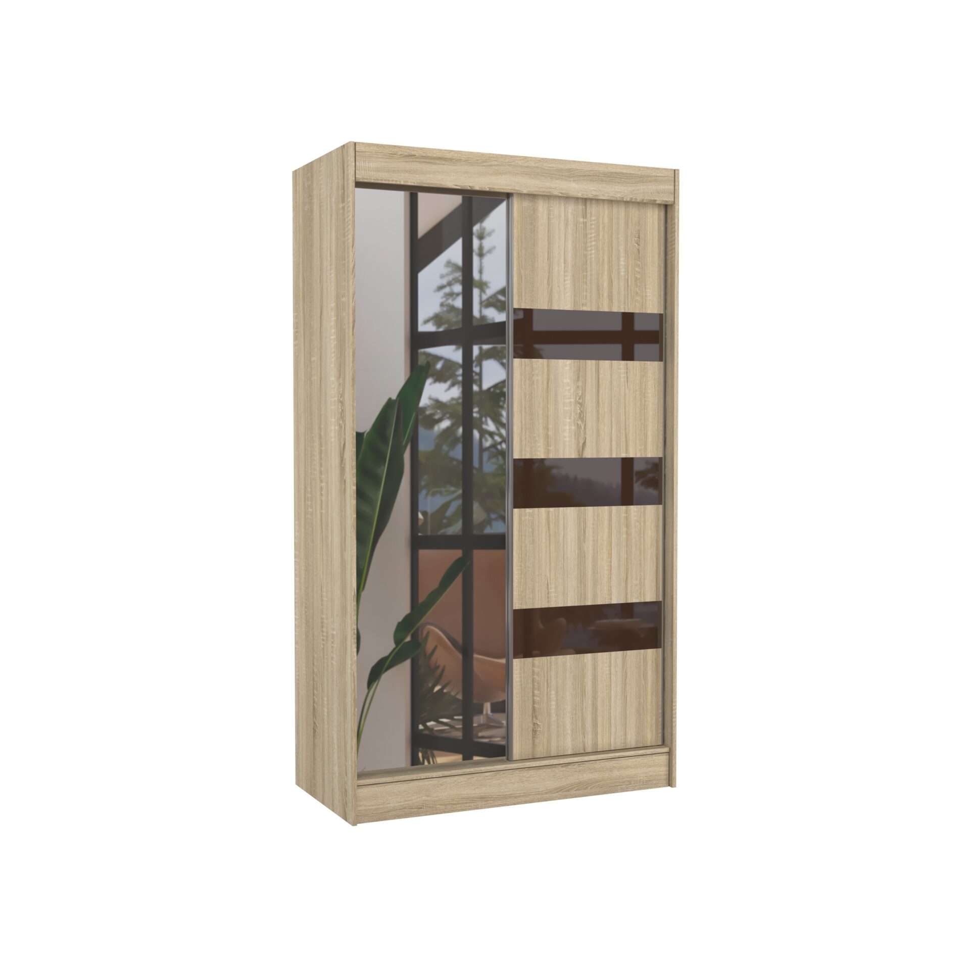 Bīdāms skapis ar spoguli un Lacobel TOURA 120 Sonoma/Chocolate Lacobel ADRK