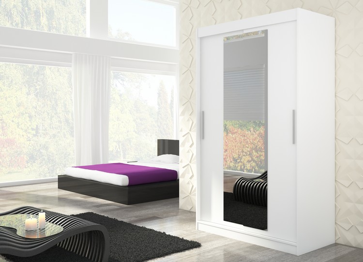 INESS 150 Bīdāms skapis ar spoguli, balts, ADRK — изображение 2