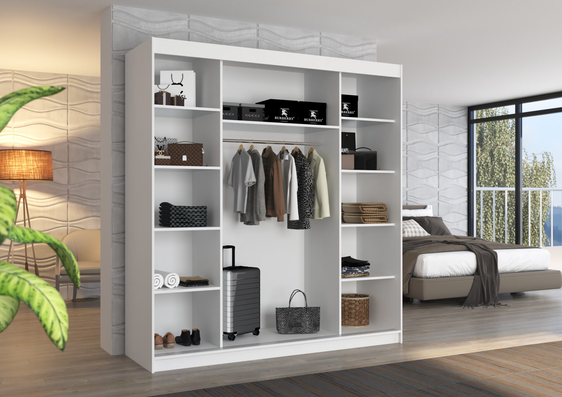 Bīdāms skapis ar spoguli SANTIAGO 200 melns/Artisan ADRK — 3 attēls