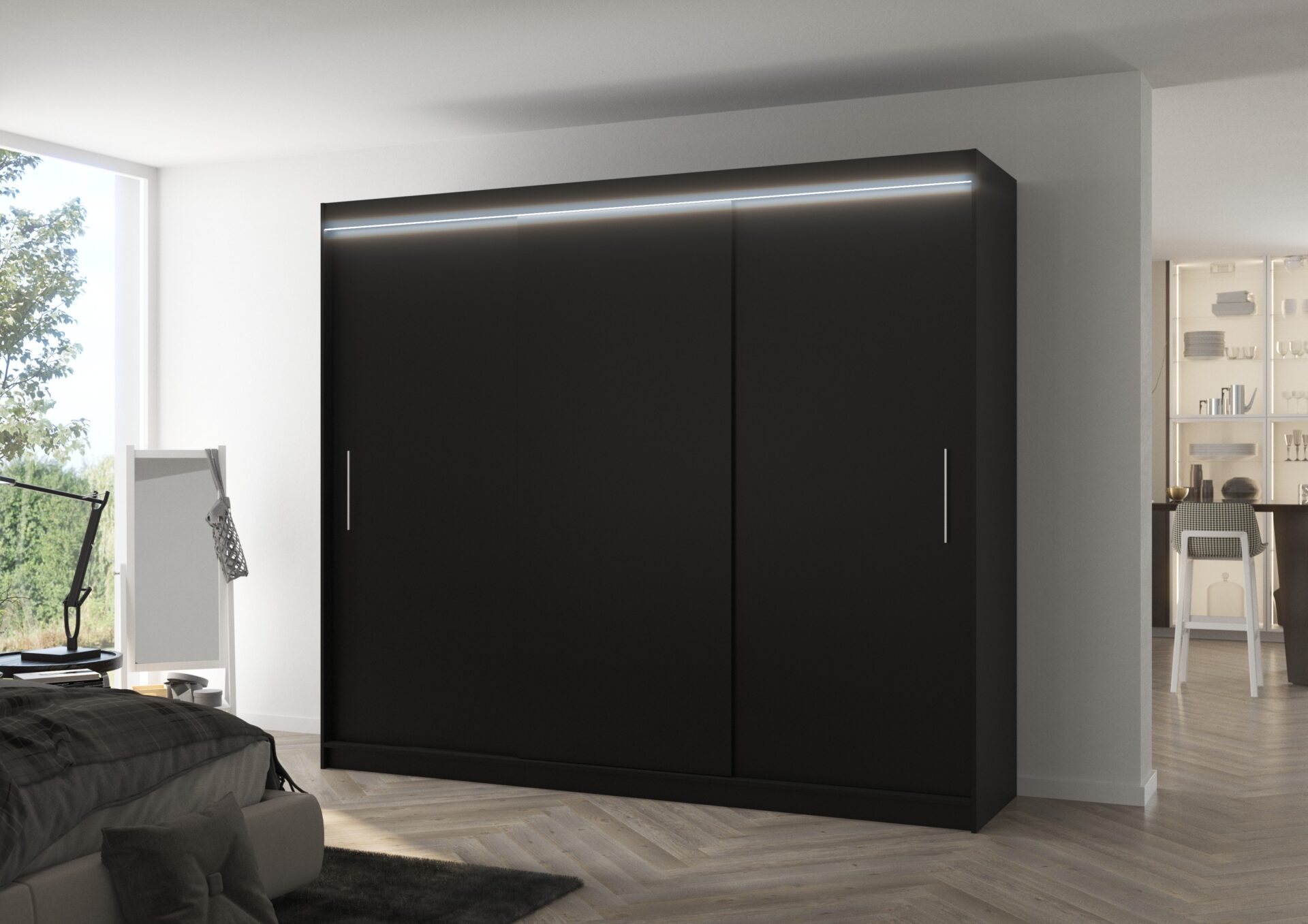 Bīdāms skapis ar LED apgaismojumu ANTOS 250 melns ADRK — изображение 2