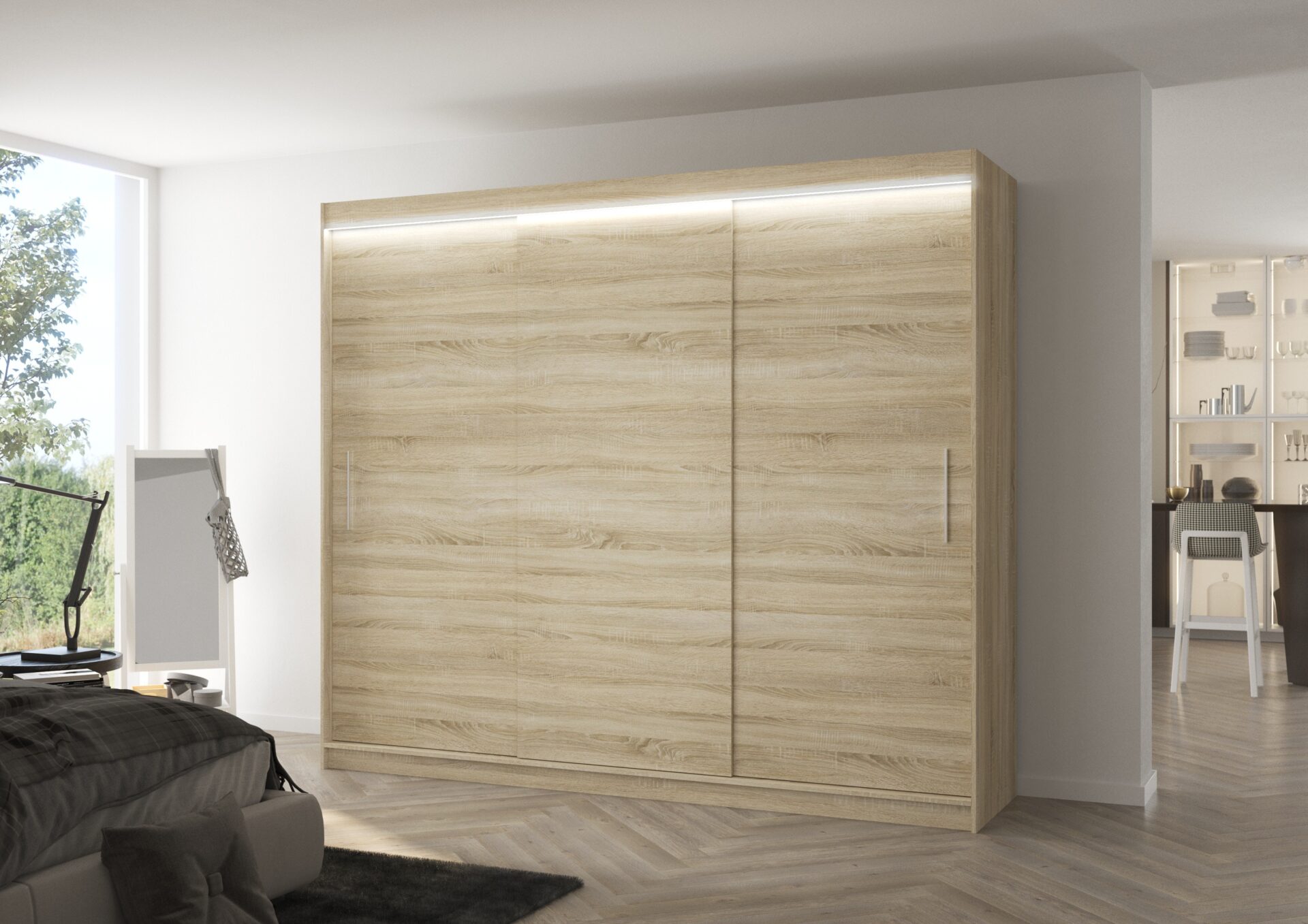 Bīdāms skapis ar LED apgaismojumu ANTOS 250 Sonoma ADRK — изображение 2