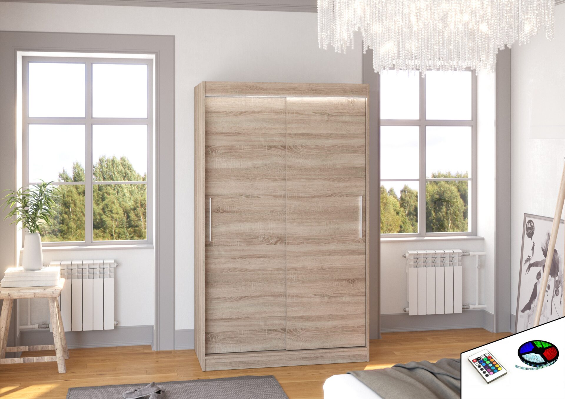Bīdāms skapis ar LED apgaismojumu COLLIN 120 Truffle ADRK — изображение 2