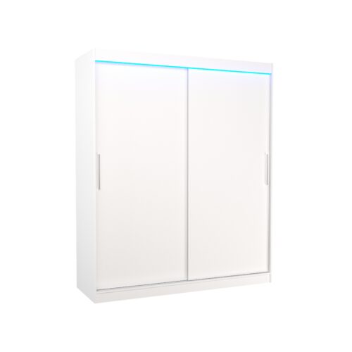 Bīdāms skapis ar LED apgaismojumu LINCOLN 180 balts ADRK