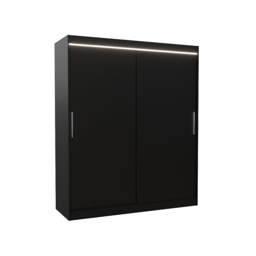 Bīdāms skapis ar LED apgaismojumu LINCOLN 180 Black ADRK