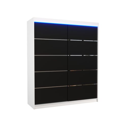 Bīdāms skapis ar LED apgaismojumu SPECTRA 180 balts/melns ADRK