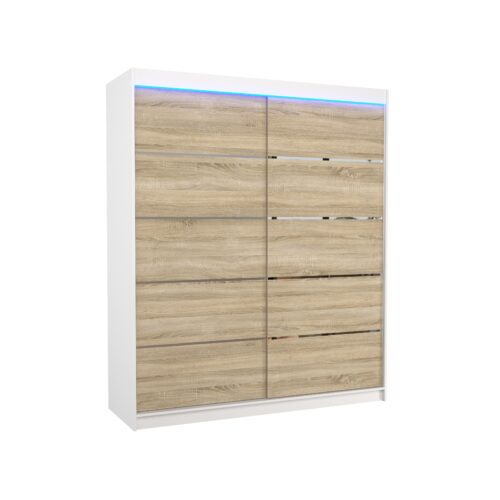 SPECTRA 180 bīdāmais skapis ar LED apgaismojumu, balts/Sonoma, ADRK
