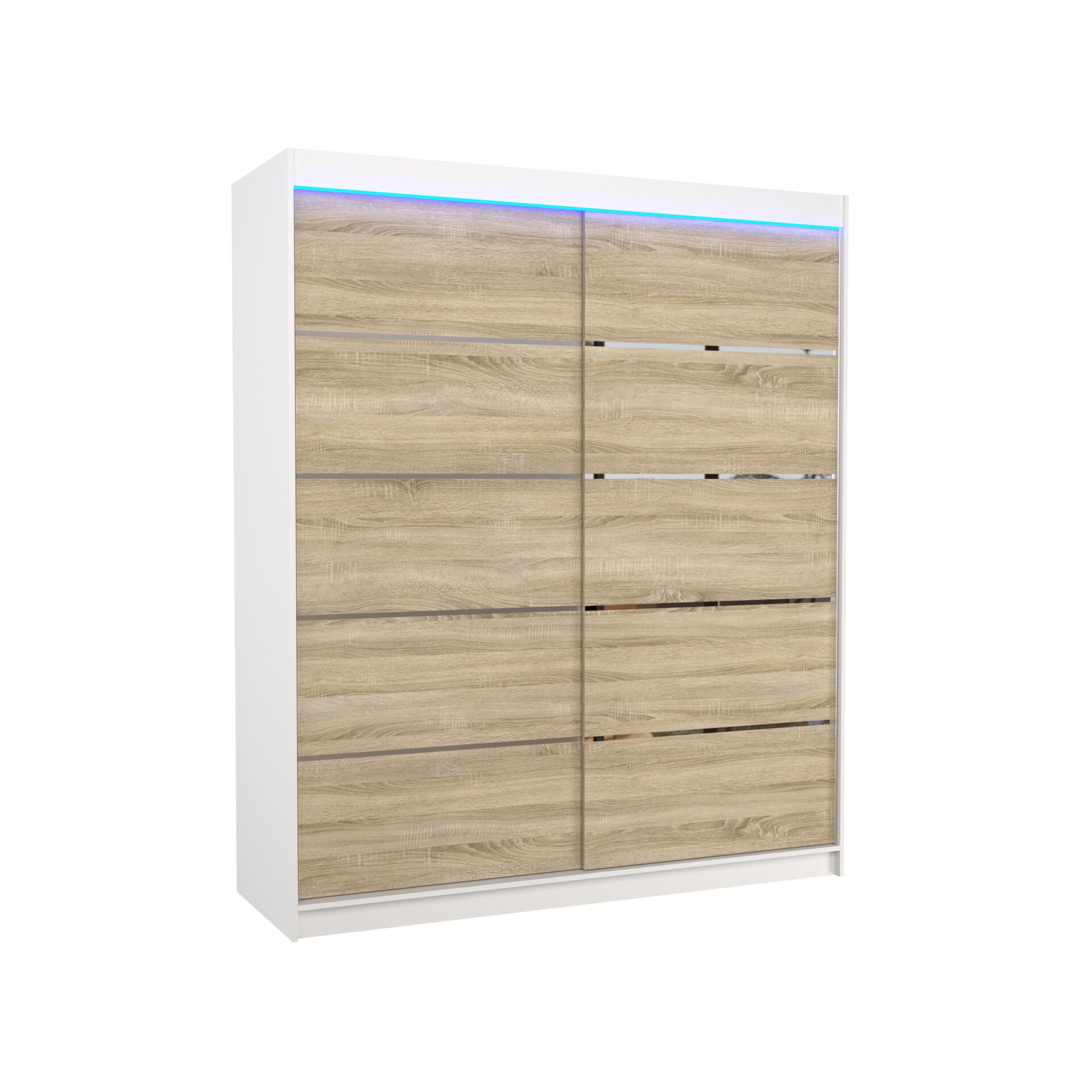 SPECTRA 180 bīdāmais skapis ar LED apgaismojumu, balts/Sonoma, ADRK