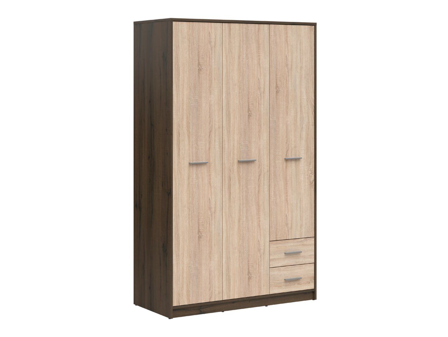 Trīsdurvju skapis ar divām atvilktnēm NEPO PLUS 118 cm, cēls ozols/sonoma ozols