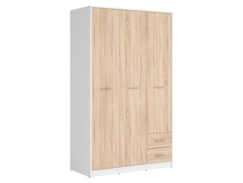 NEPO PLUS trisdurvju skapis ar divām atvilktnēm, 118,5 см, черный/сонома озолс