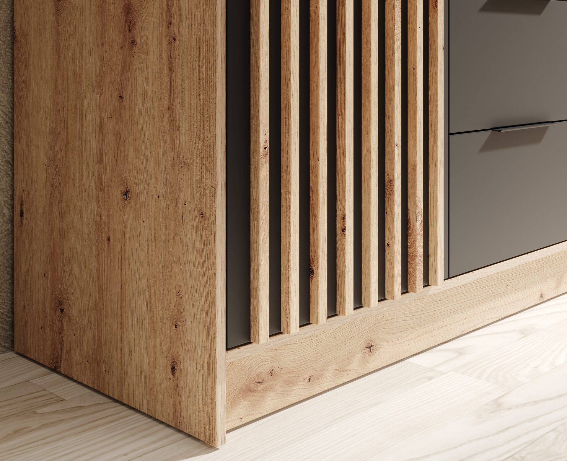 Neri 200 skapis ar regulējamu spoguļstiklu, Artisan/melns, ADRK — изображение 3