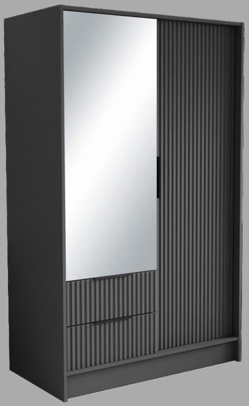 Skapis ar eņģēm un spoguļiem Norel 100 Graphite ADRK