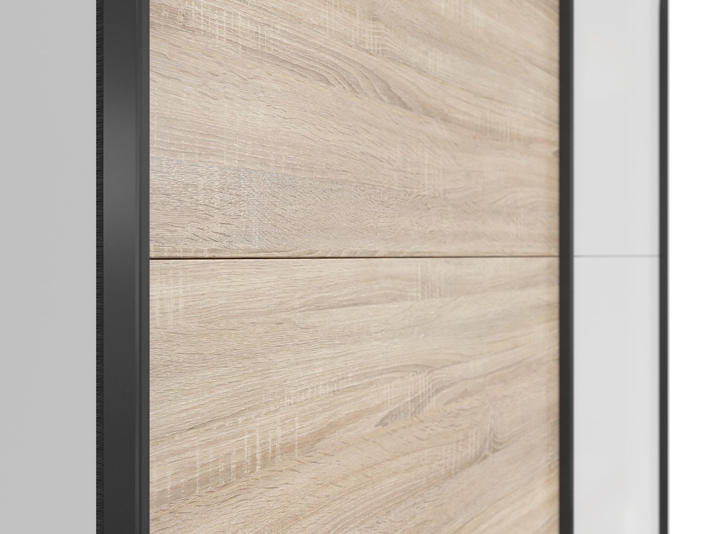 TETRIX skapis ar bīdāmām durvīm, 153 cm, spīdīgi balts/sonoma ozols — 4 attēls