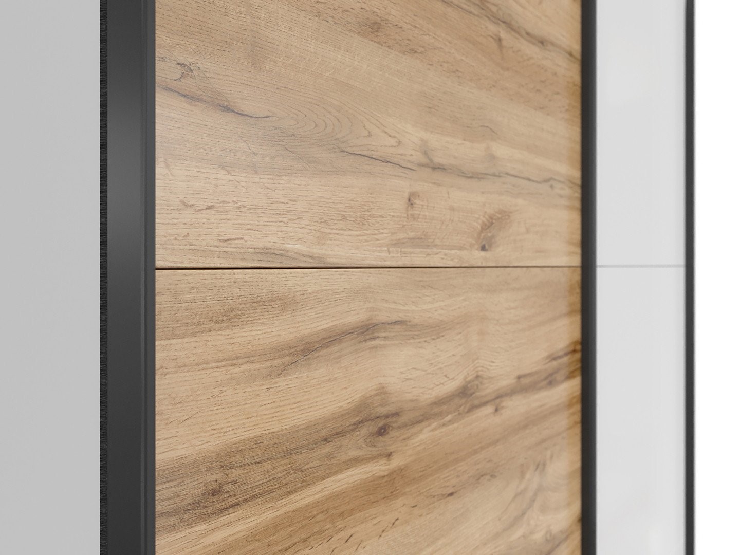 TETRIX skapis ar bīdāmām durvīm, 153 cm, spīdīgi balts/Wotan ozols — 4 attēls