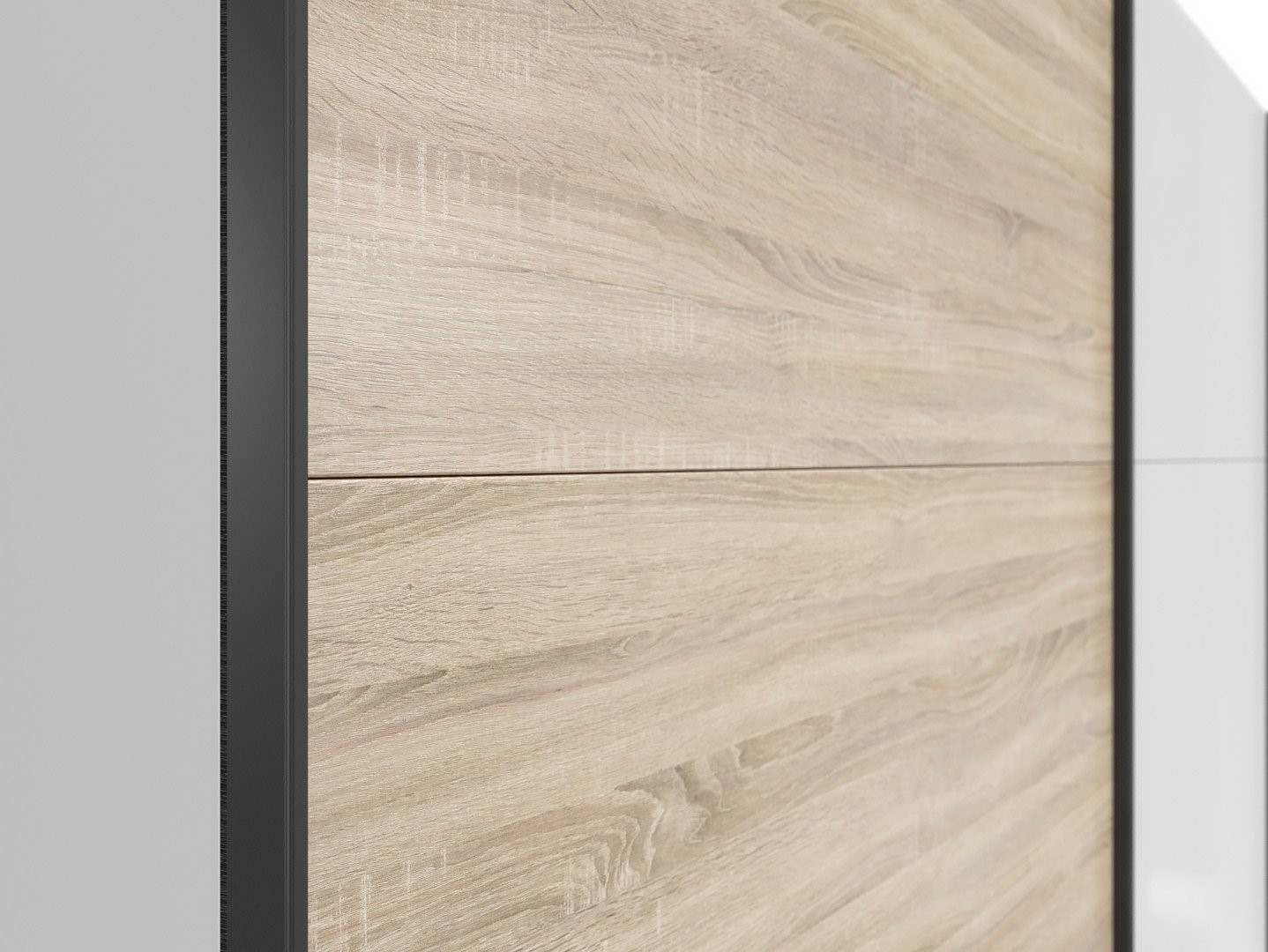 TETRIX skapis ar bīdāmām durvīm, 220 cm, spīdīgi balta/sonoma ozols — 4 attēls