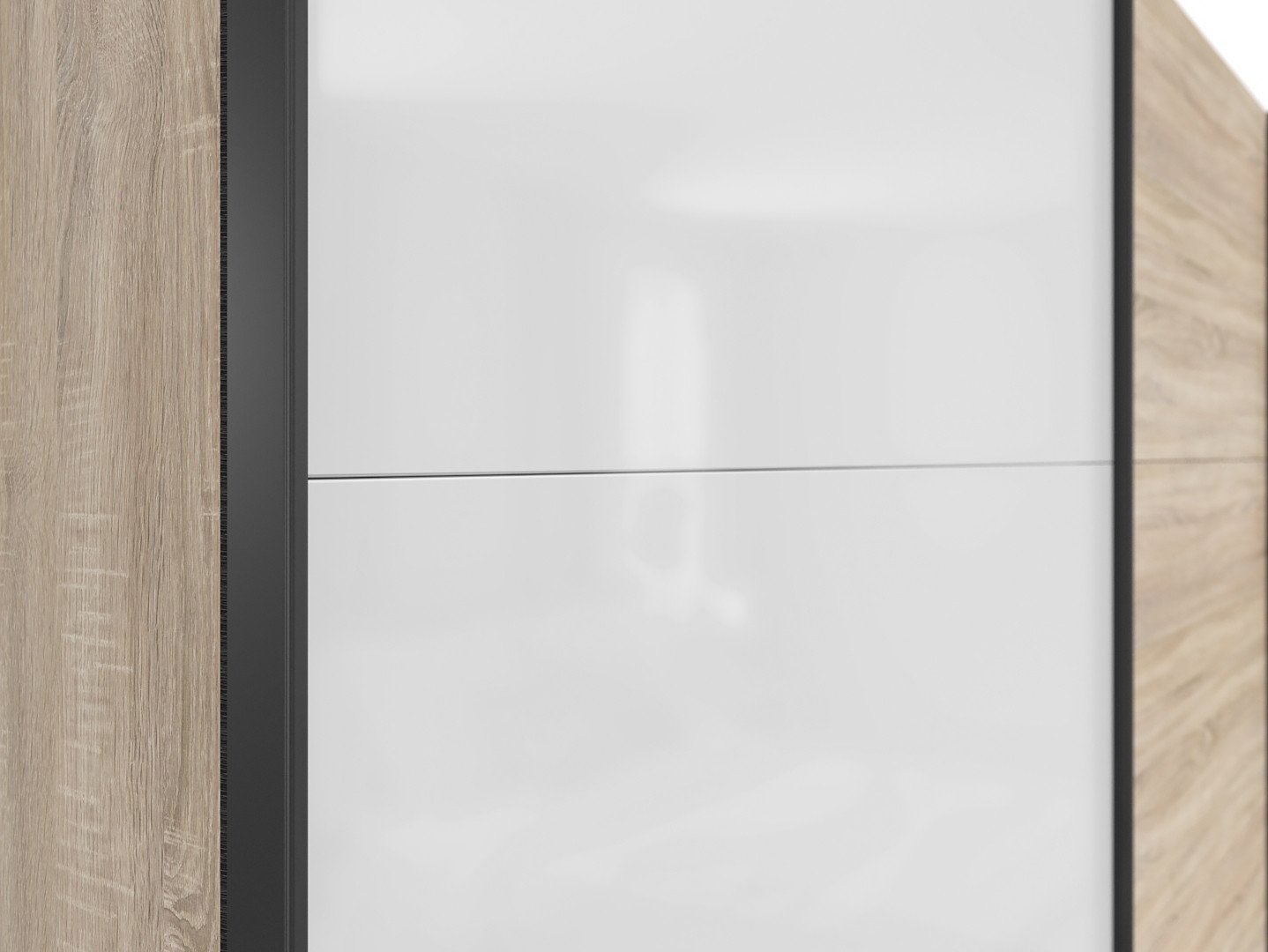 TETRIX skapis ar bīdāmām durvīm, 220 cm, Sonoma ozols/spīdīgi balta krāsa — 4 attēls
