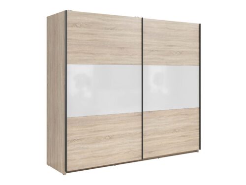 TETRIX skapis ar bīdāmām durvīm, 220 cm, Sonoma ozols/spīdīgi balta krāsa