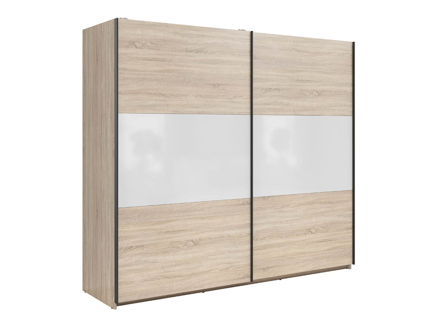 TETRIX skapis ar bīdāmām durvīm, 220 cm, Sonoma ozols/spīdīgi balta krāsa