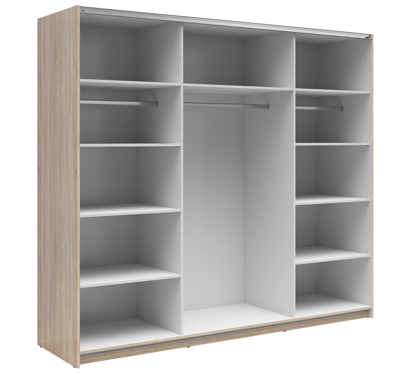 TETRIX skapis ar bīdāmām durvīm, 220 cm, Sonoma ozols/spīdīgi balta krāsa — 3 attēls
