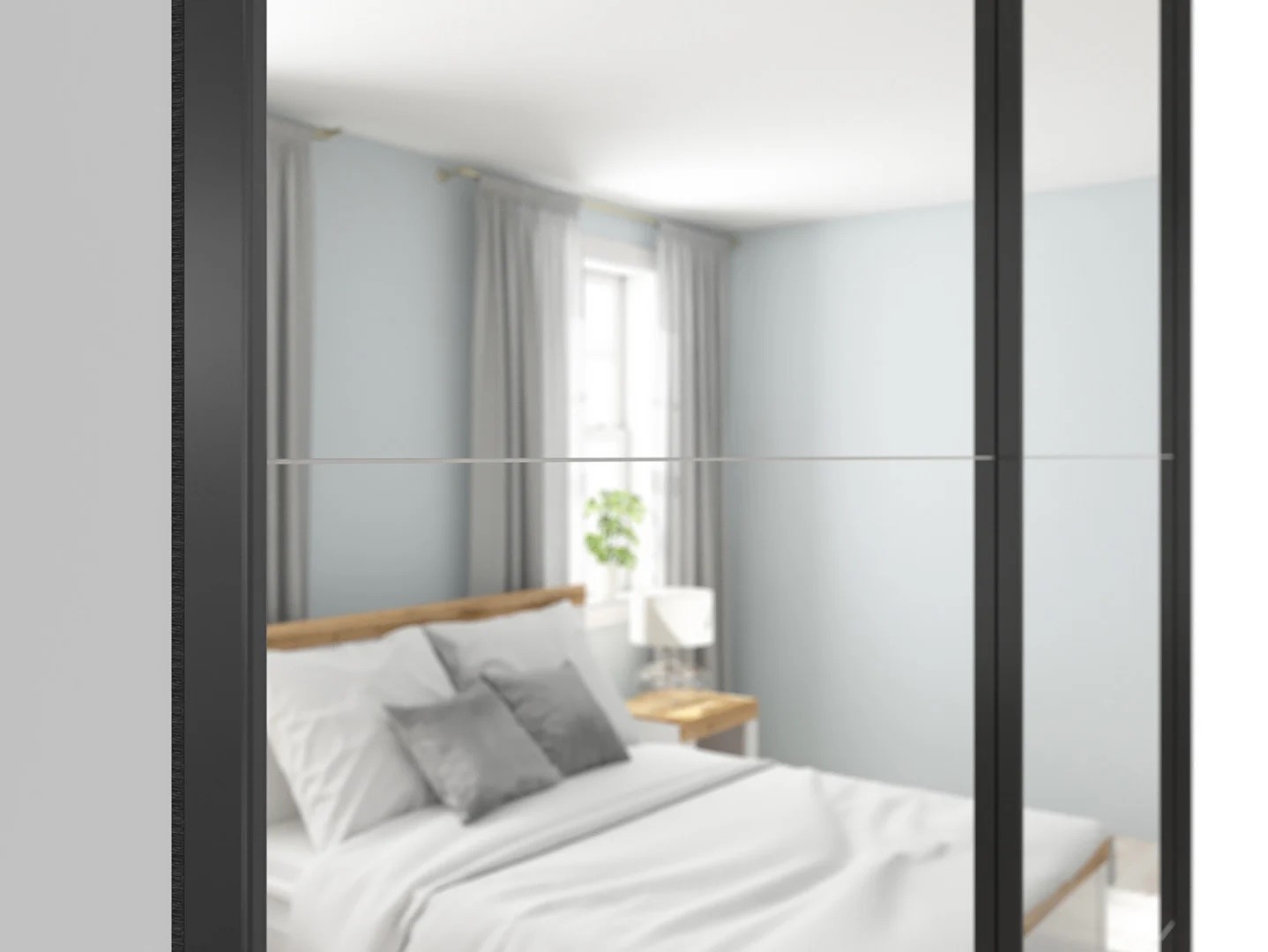 Skapis ar bīdāmām durvīm un diviem spoguļiem TETRIX 153 cm balts, spīdīgs — изображение 4